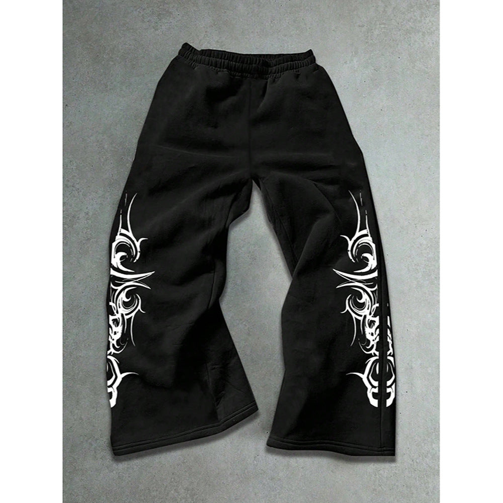 Strayth Totem Pants — Tribal Print Baggy Sweatpants, Wide Leg Streetwear Joggers