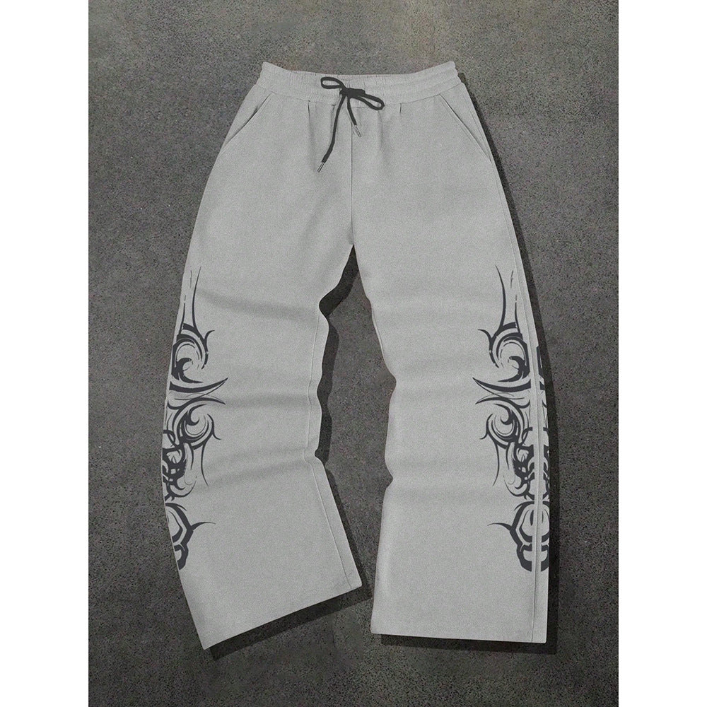Strayth Totem Pants — Tribal Print Baggy Sweatpants, Wide Leg Streetwear Joggers