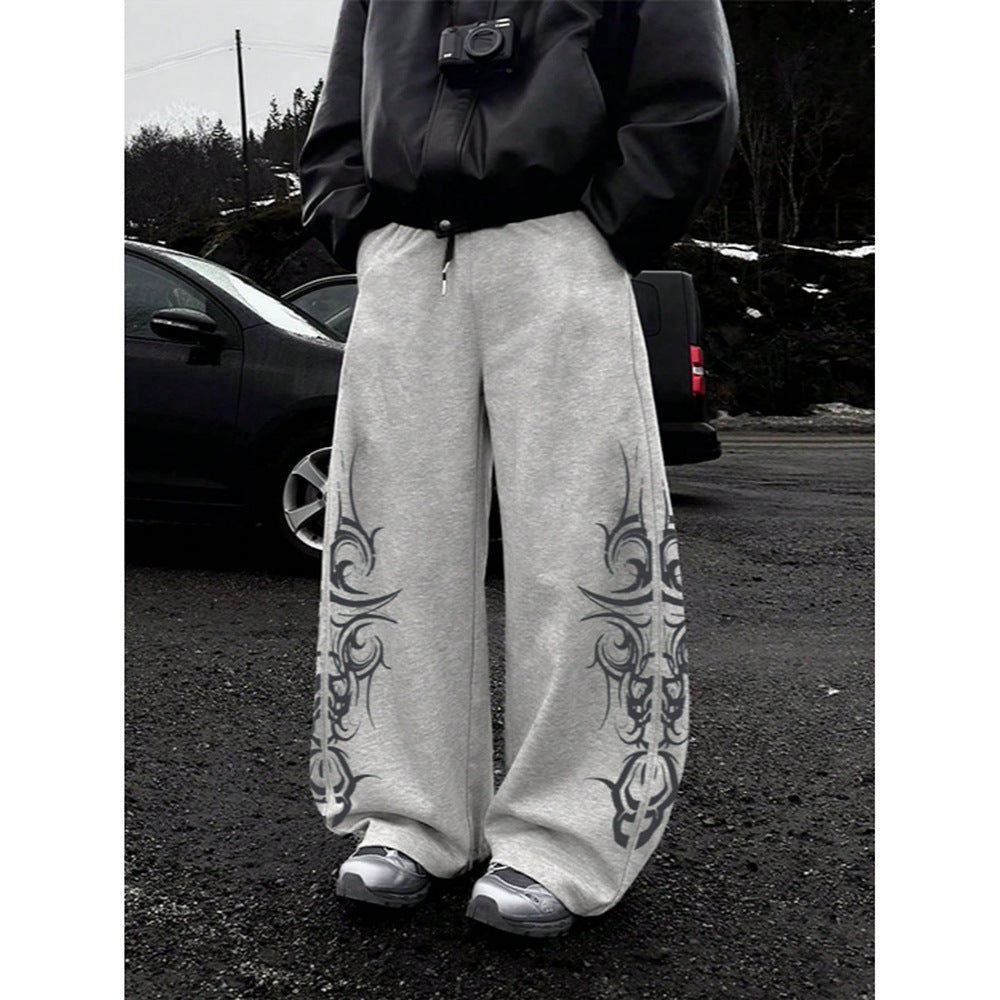 Strayth Totem Pants — Tribal Print Baggy Sweatpants, Wide Leg Streetwear Joggers