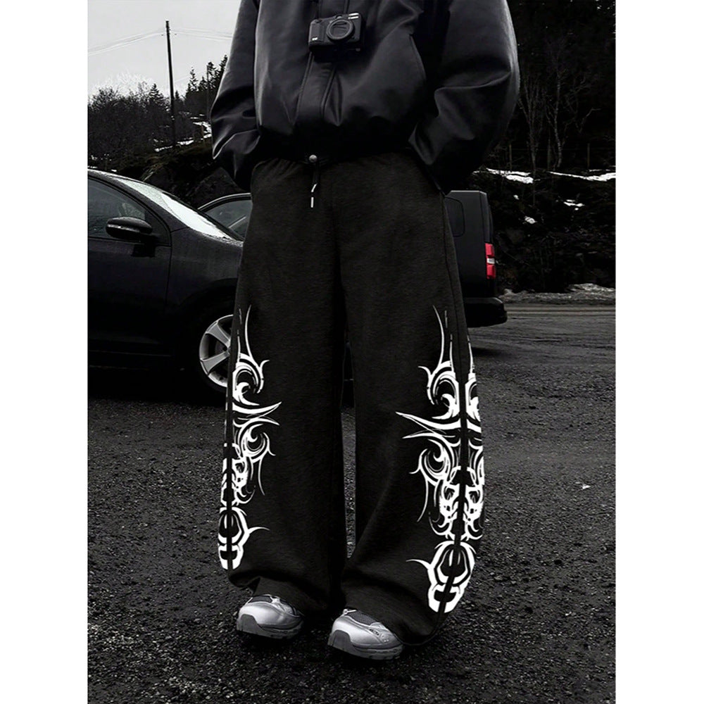 Strayth Totem Pants — Tribal Print Baggy Sweatpants, Wide Leg Streetwear Joggers